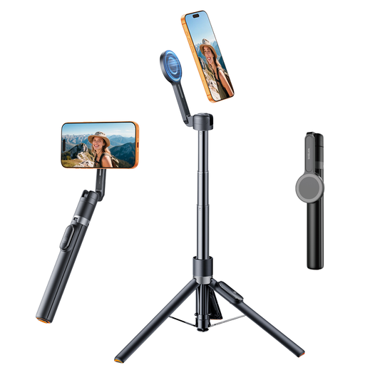 Magnetic Travel Tripod & Selfie Stick for MagSafe 66.3" Black