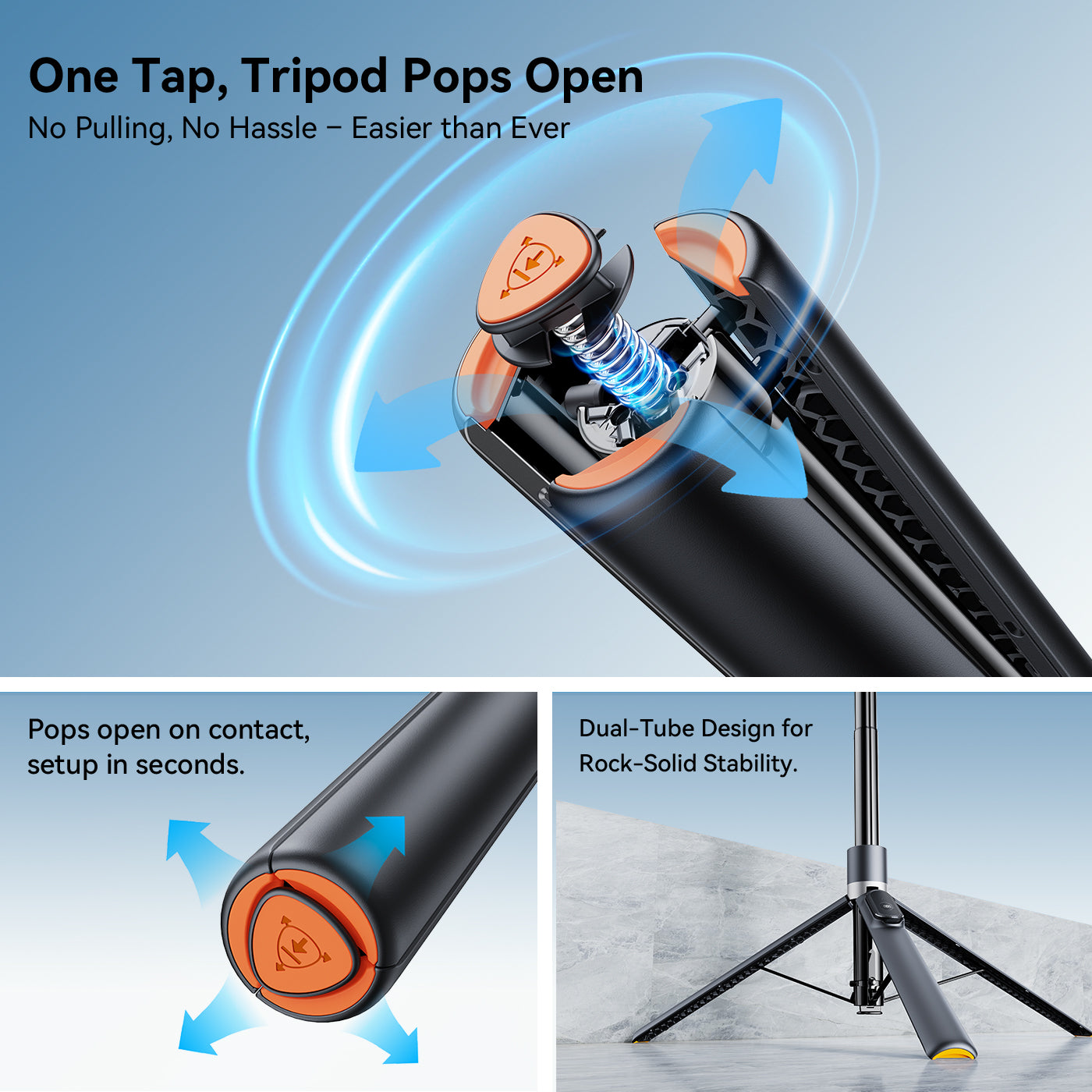 Magnetic Travel Tripod & Selfie Stick for MagSafe 66.3" Black